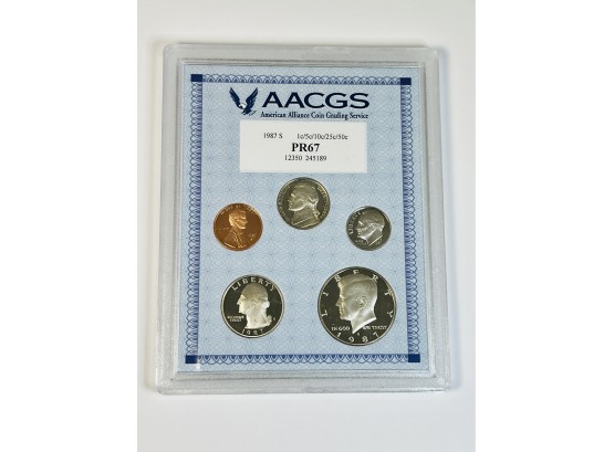 1987-s Silver Type Proof  Set In Case Graded By AACGS PR67