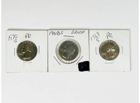 3 Proof Quarters (1968,1969,1970)