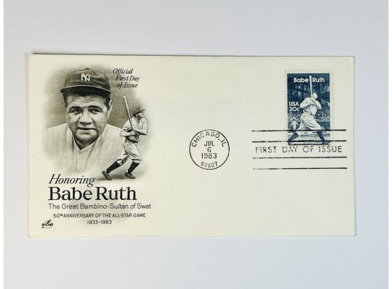 1983 First Day Cover Babe Ruth The Great Bambino Stamp And Envelope