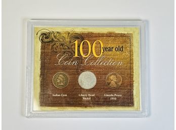 3 Coin - 100 Year Old Coin Collection (now Over 100 Years) 1906,1905,1910 In Plastic Case