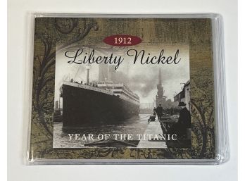 1912 Liberty Nickel The Year Of The Titanic With Info/history In Plastic Folder Case