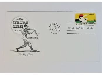 1969 First Day Cover 100th Anniversary Of Pro Baseball Stamp And Envelope