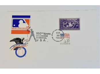 1989 First Day Cover 150th Anniversary Of Organized Baseball Stamps And Envelope