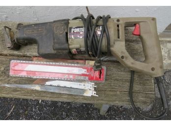 Porter Cable Tiger Saw With Various Blades - In Working Condition