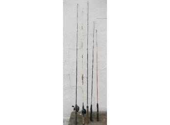 5 Fishing Poles Two With Reels By Zebco