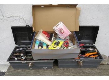 2 Tool Boxes With Electrical Tools & Parts