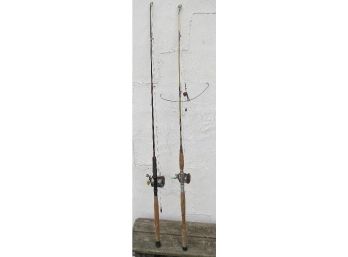 Two Vintage Striper Fishing Poles W/vintage Penn Bakelite Reels