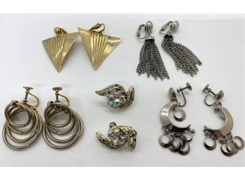 5 Pairs Vintage Clip-On Earrings
