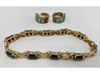 Lauren G Adams 14 Karat Gold Earrings & Bracelet, Never Worn
