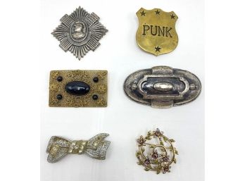 6 Vintage Brooches Pins By Designers Monet, Lowell Sigmund & 1 From Czechoslovakia