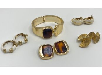 Vintage Orena Bracelet & Clip-On Earring Set, Paris & 3 More Vintage Clip-Ons
