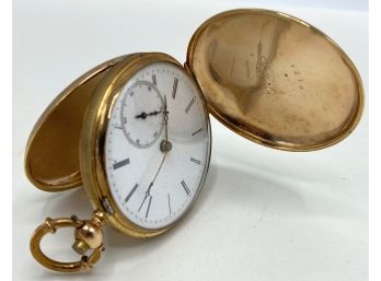 Vintage Gustave Reymond Locle Pocket Watch No. 6516, Marked Warranted Fine Gold