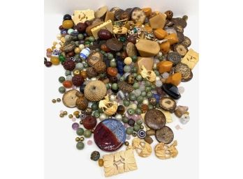 Loose Beads: Bakelite, Glass, Wood, Stone, Carved Shell Animals & More