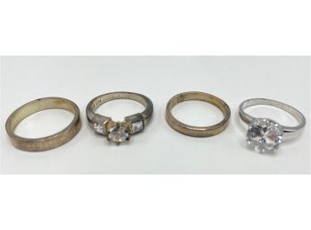 4 Silver Rings: Marked Sterling & 925