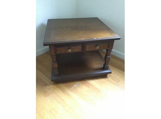 Solid Wood Side Table With Storage Drawer