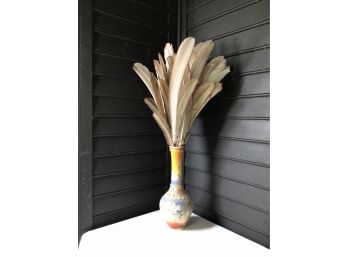 Asian Vase With Feathers