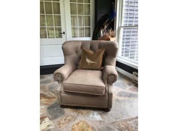 Beautiful , Large Tufted Nail Head Chair  With Pillow
