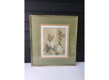 Oriental Print With Bird On Branch