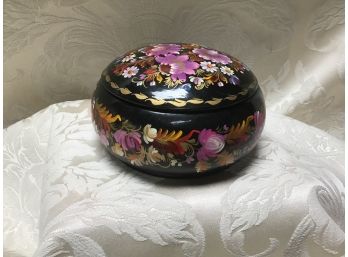 Lidded Box With Painted Flowers
