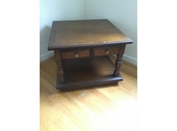 Solid Wood Side Table With Storage Drawer