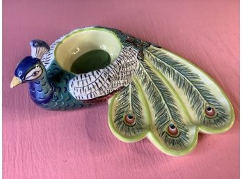 Tracy Porter Hand Painted Peacock Dish