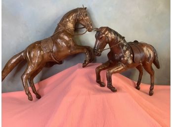 Pair Of Leather Horses