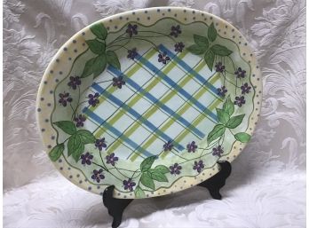 Tracy Porter Hand Painted Green Blue Floral Platter