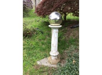 Vintage Concrete Gazing Ball And Stand