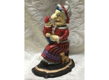 Cast Iron Colorful Old Maid Door Stop