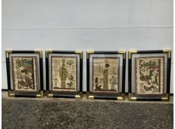 Lot Of 4 The Papyrus Institute Of Cairo , Egypt