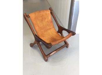 (2 Of 2) Estate Fresh Vintage DON SHOEMAKER Midcentury Modern / MCM Leather Sling Chair - Cocobolo Wood