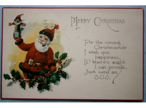 5 Old Pre 1920 Santa Greeting Postcards