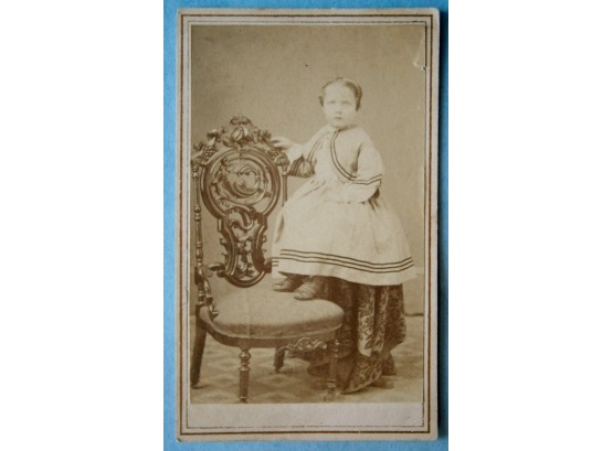 Carte De Visit Of Little Girl With Fancy Carved Chair