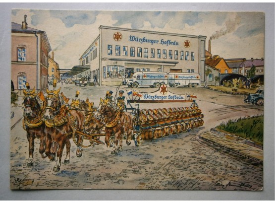 Vintage Advertising Postcard For Wurzburger Hofbrau Beer