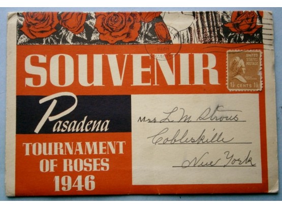 1946 Patriotic Souvenir Of Pasadena Tournament Of Roses Fold-Out Brochure