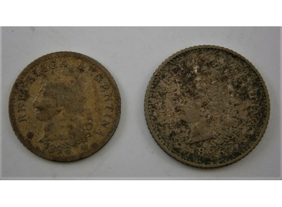 ARGENTINA 1898 5 Centavos & 1896 10 Centavos Coins