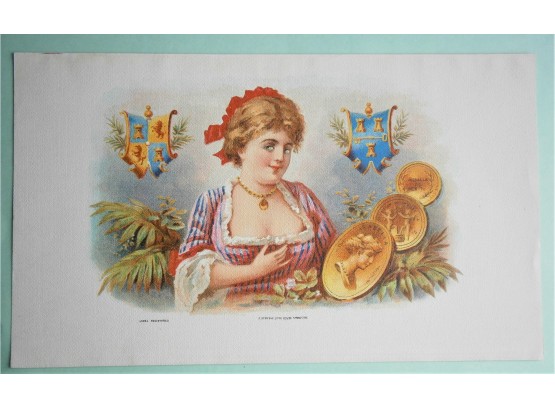'ISABELLA' Inner Lid Cigar Box Label, Form Early 1900