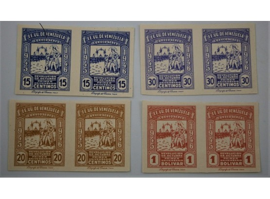 VENEZUELA Air Mail Stamps Scott C218-C221 Imperforate Pairs