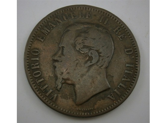 Italy 1866N 10 Centesimi Copper Coin