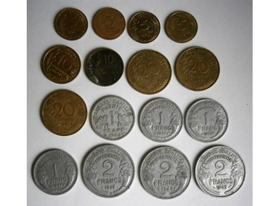 France (16) Coins Dated From 1942 To 1967