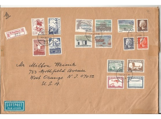 Denmark 1981 Registered Air Mail Cover With 16 Different Stamps