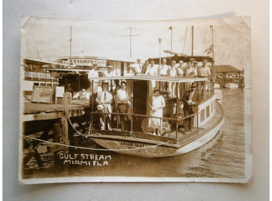 Vintage Photograph Of 'ANNA MAY' Tour Boat In Gulf Stream Florida