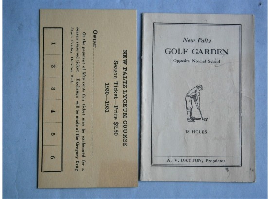 A 1930's New Paltz N.Y. GOLF GARDEN Score Card