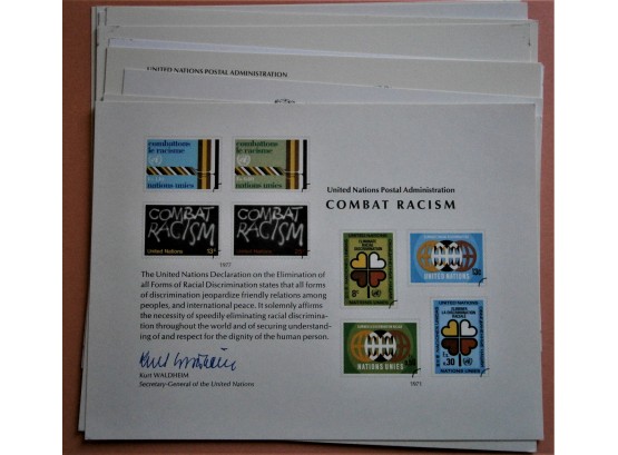 (10) Different United Nations Postal Souvenir Cards, 'Combat Racism', Plus 9 Others.