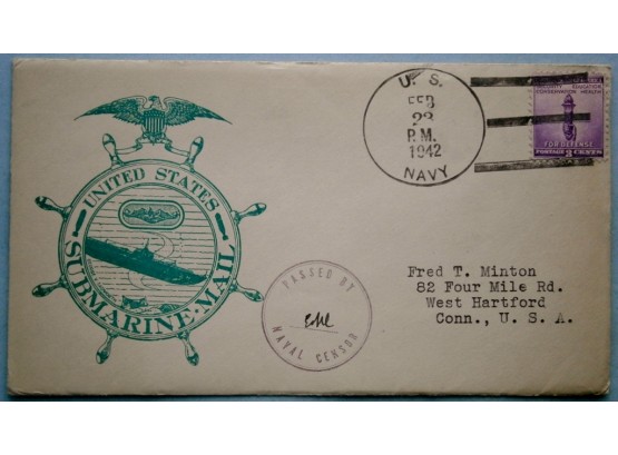 Feb. 1942 Censored Submarine Cachet Mail
