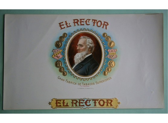 'EL RECTOR' Inner Lid Cigar Box Label, Form Early 1900
