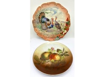 Vintage Hand Painted Turkey Plate, Austria & H.Koch Plate