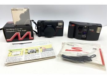 33MM Cameras: Nikon AF L35, Kodak S Series, Telephone Lens & Filter