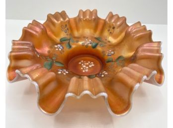 Vintage Hand Painted Marigold Carnival Glass Bowl