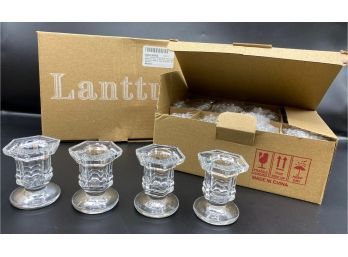 24 Lanttu Crystal Candlestick Holders, In Original Box, Used Once